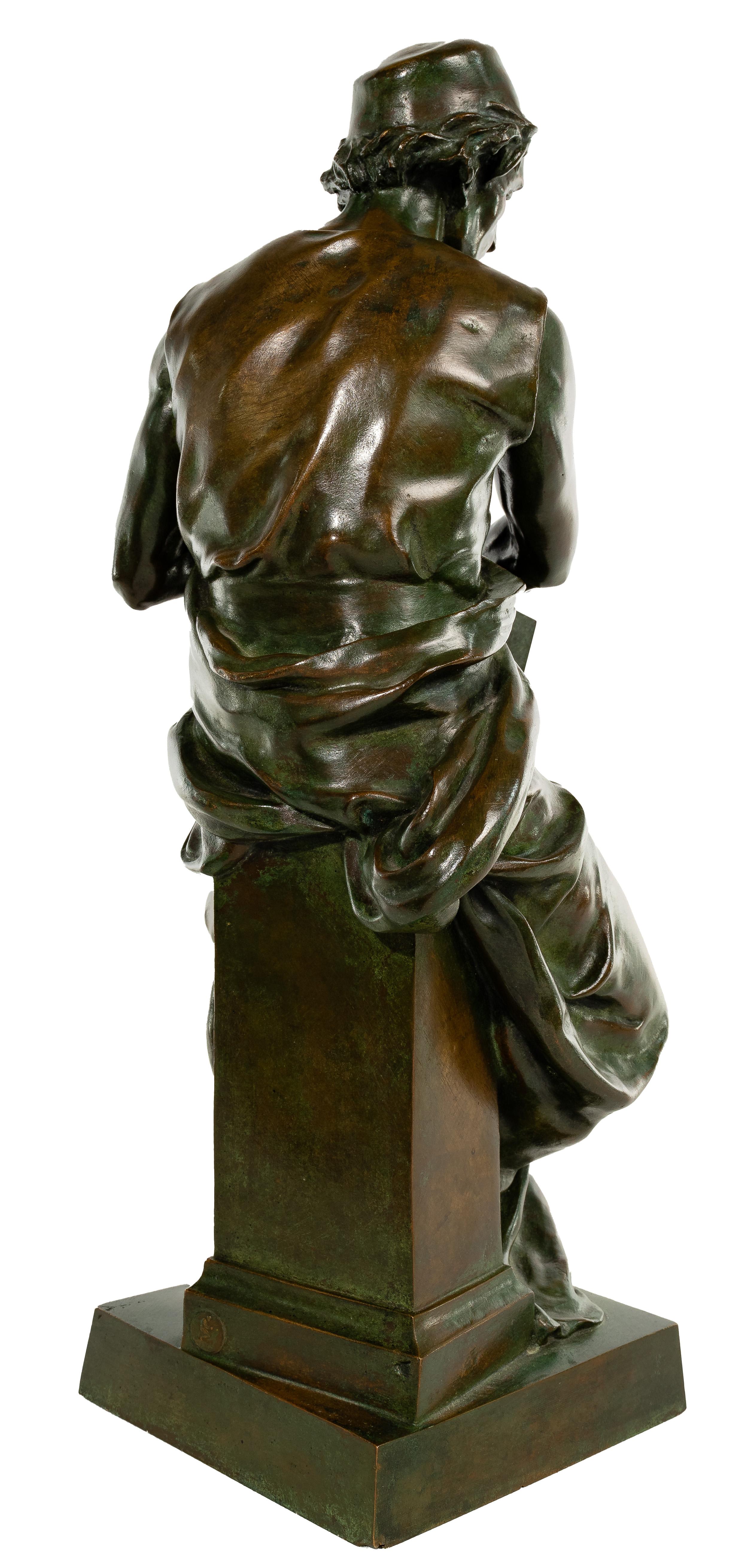 Jean Jules Cambos (French, 1828-1917) 'La Pensee' Bronze Sculpture