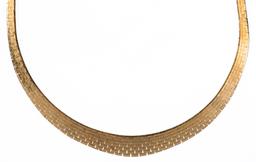 14k Yellow Gold Brushed Choker Necklace