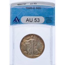 1920-D 50c AU-53 ANACS