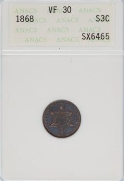 1868 3c VF-30 ANACS