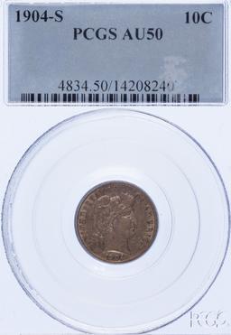 1904-S 10c AU-50 PCGS