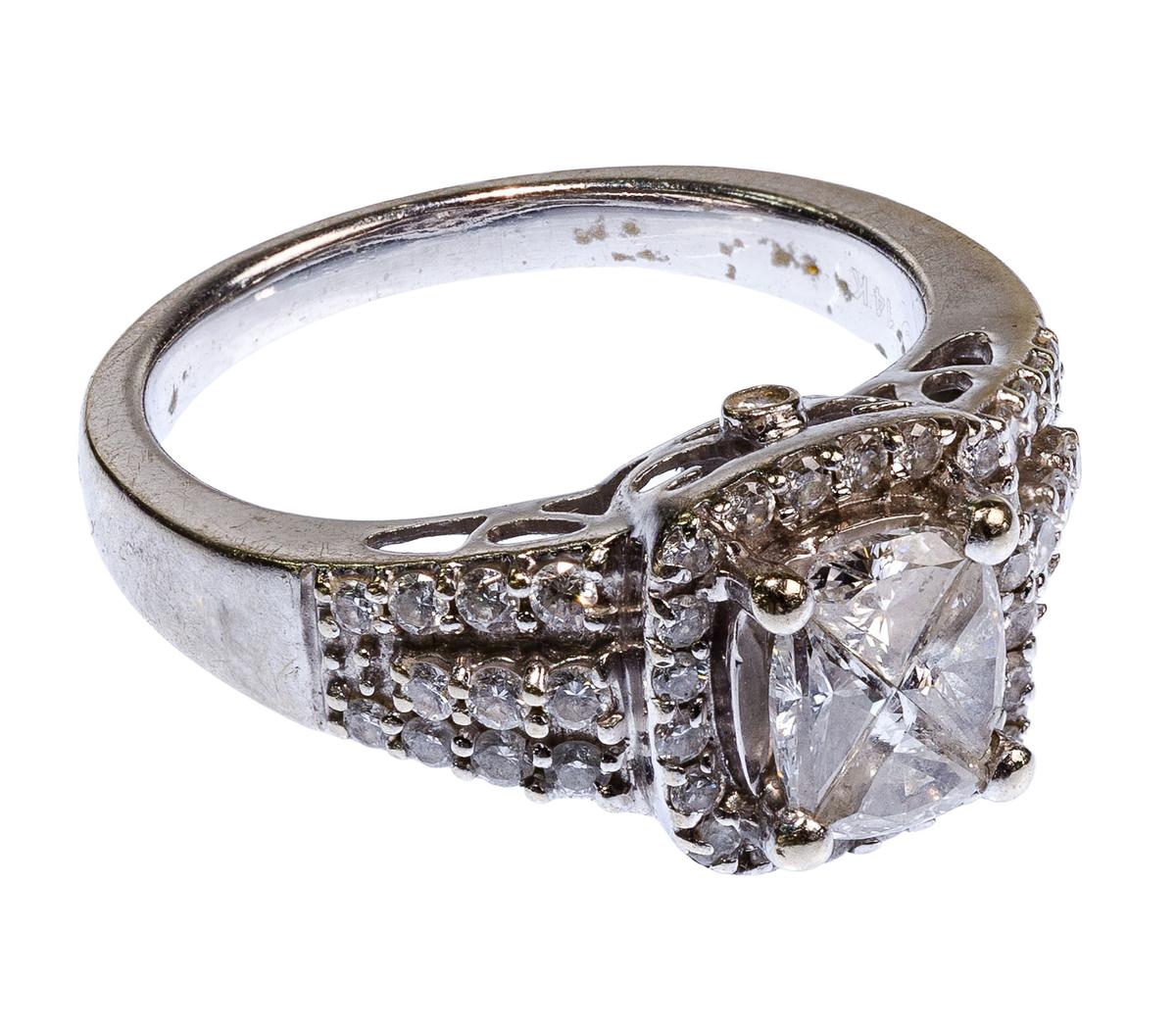 14k White Gold and Diamond Ring