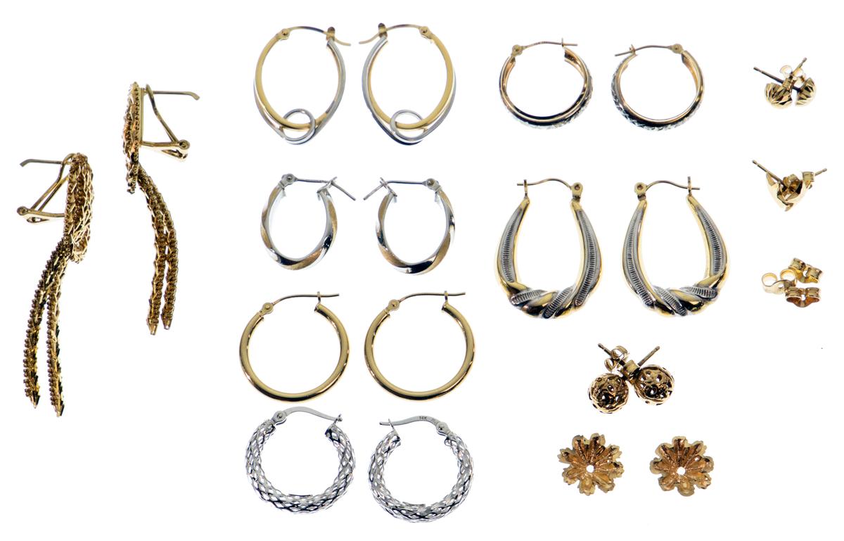 14k Yellow and White Gold Earring Assortment