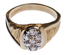 14k Yellow Gold and Diamond Ring