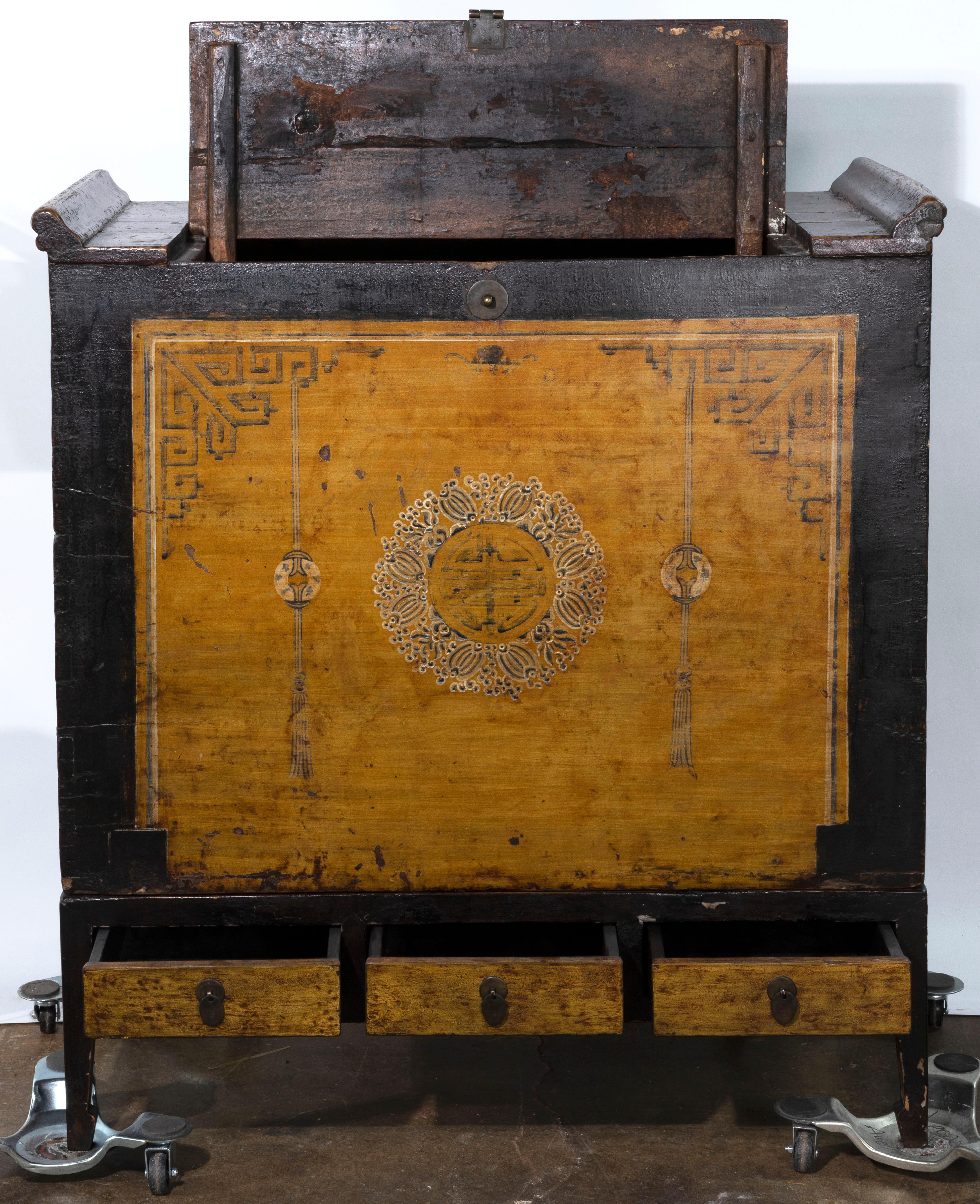 Chinese Mongolian Painted and Lacquered Trunk