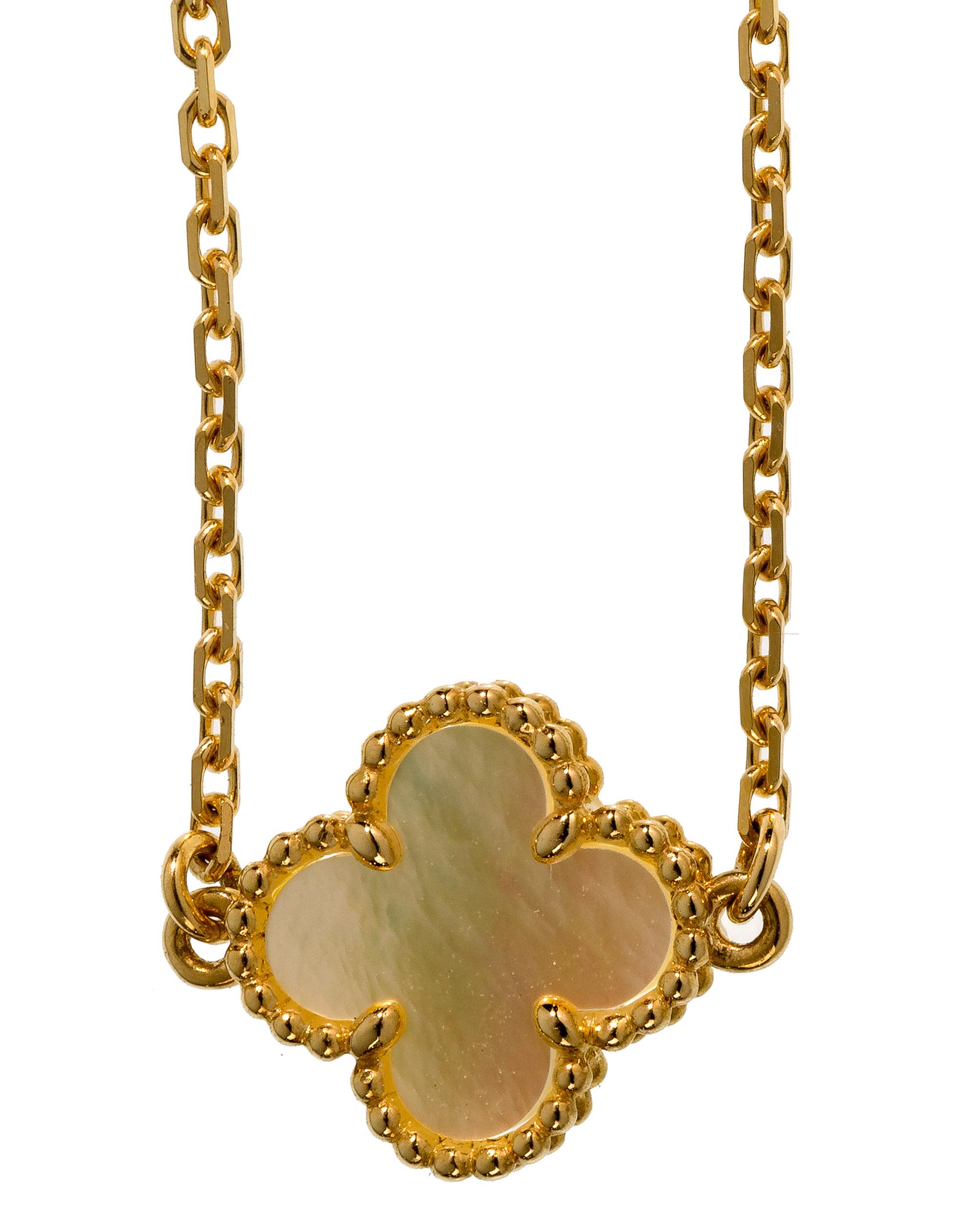 Van Cleef & Arpels 'Alhambra' 18k Gold and Mother of Pearl Necklace and Bracelet