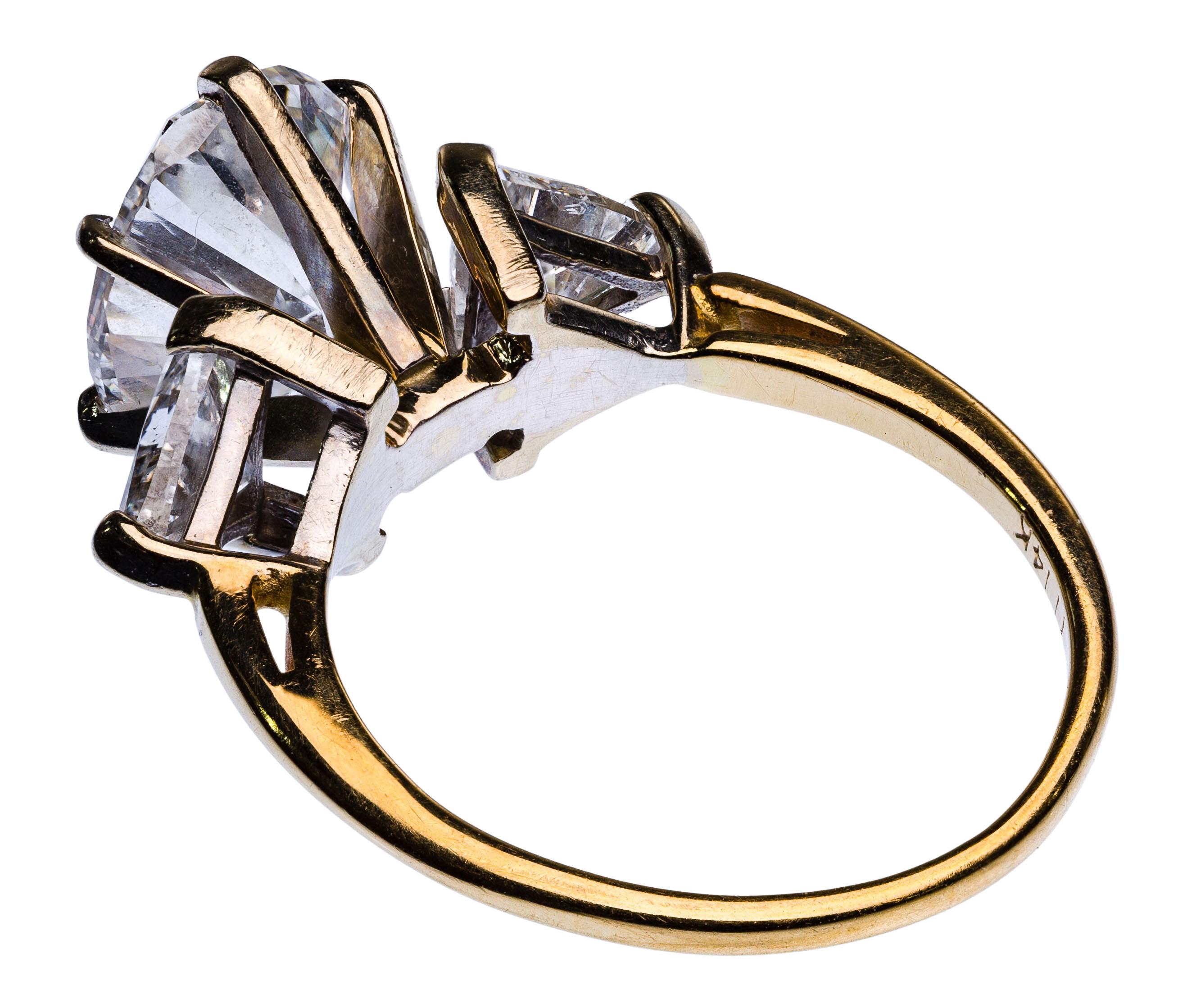 14k Yellow Gold and GIA 4-Carat, D, VS-2 Diamond Ring