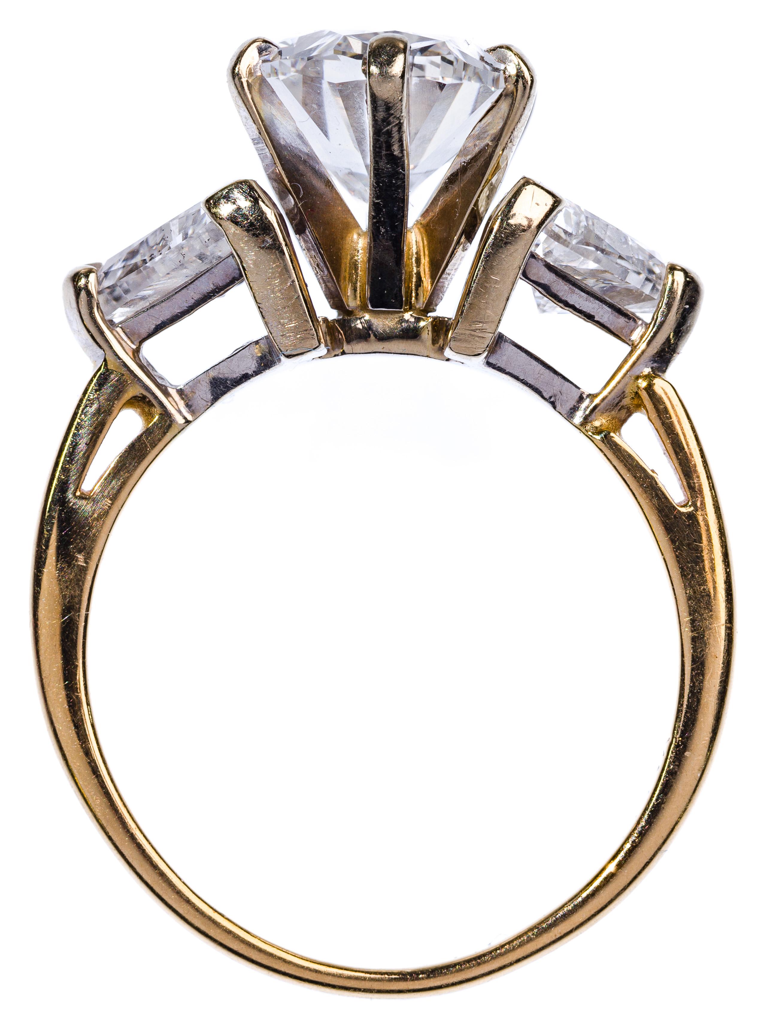 14k Yellow Gold and GIA 4-Carat, D, VS-2 Diamond Ring