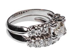 Platinum and Diamond Engagement and Wedding Band Set
