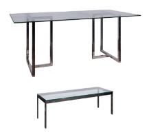Chrome and Glass Dining and Coffee Tables