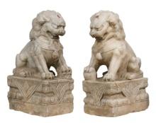 Chinese Carved Stone Foo Lions