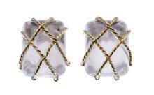 Seaman Schepps 18k Yellow Gold and Rock Crystal Clip-on Earrings