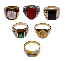 18k, 14k, 9k Yellow Gold and Sterling Silver Ring Assortment