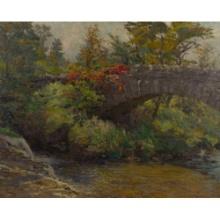 Claire Shuttleworth (American, 1867-1930) 'Goat Island Bridge' Oil on Canvas