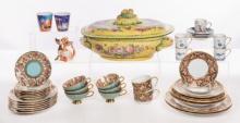 French Faience Tureen and Porcelain Assortment