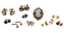 14k Yellow Gold and Gemstone / Stone Earring Assortment