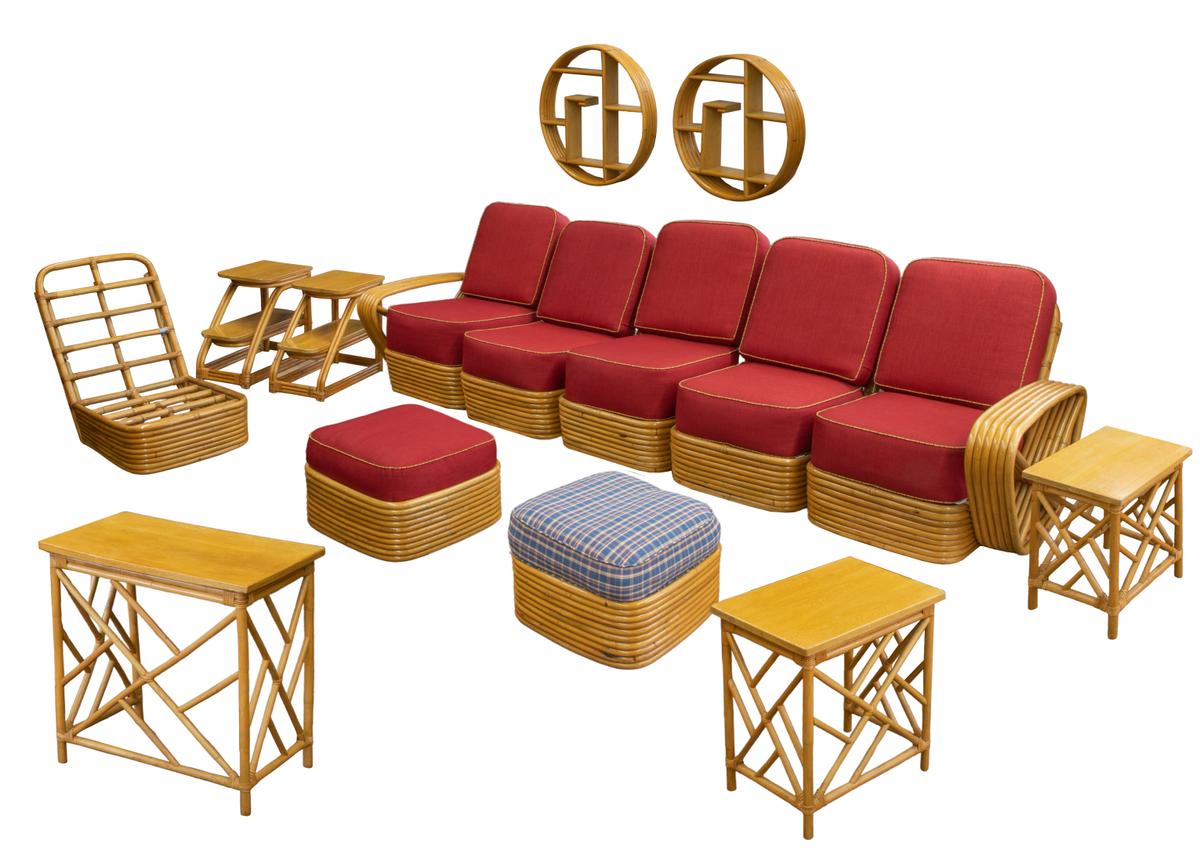 Paul Frankl Rattan Pretzel Furniture Suite