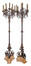 Neoclassical Style Wrought Iron Torchiere Lamps