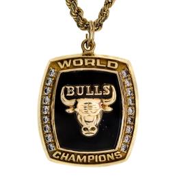 1991 Chicago Bulls World Championship 14k Yellow Gold Pendant on 10k Necklace