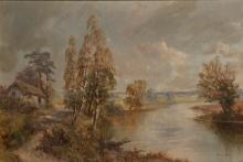 Duncan McNair (British, 19th century) 'Silver Birches' Oil on Canvas