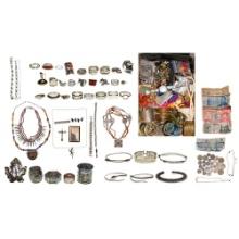 18k Yellow Gold, Sterling Silver and Costume Jewelry Assortment