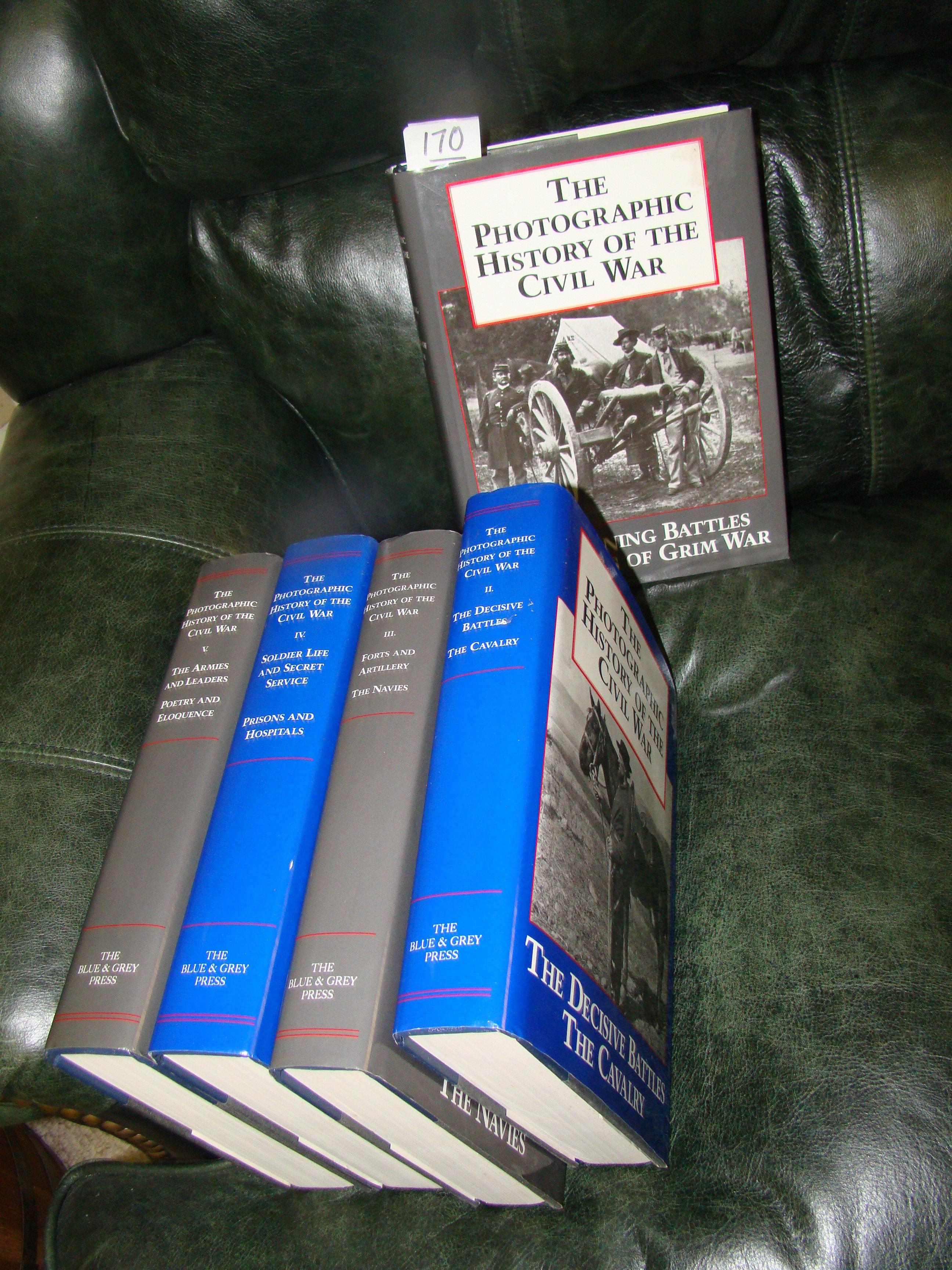 CIVIL WAR BOOKS 5 VOLUMES THE PHOTOGRAPHIC HISTORY OF THE CIVIL WAR, BLUE &