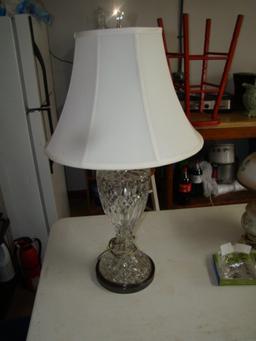 WATERFORD LAMP 32 INCHES TALL TOP, FINIAL WITH CRYSTAL SLIGHTLY EX CONDITIO