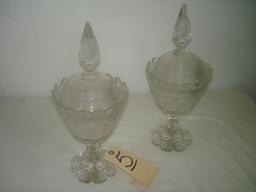 MATCHING PR OF CUT GLASS CANDY DISHES