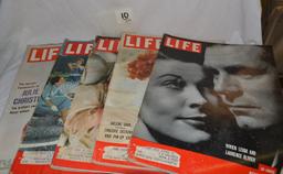 LOT OF 5 VINTAGE LIFE MAGAZINES