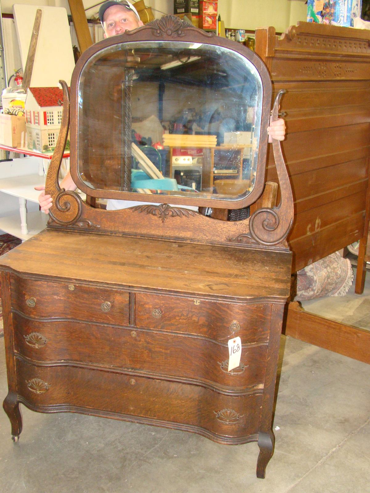 OAK DRESSER WITH MIRROR