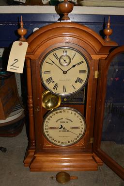 VINTAGE "FASHION" DOUBLE DIAL WOODEN  CALENDAR CLOCK