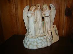 3 ANGELS STANDING ON A CLOUD W/MUSIC BOX