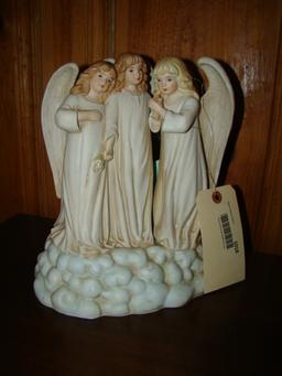 3 ANGELS STANDING ON A CLOUD W/MUSIC BOX