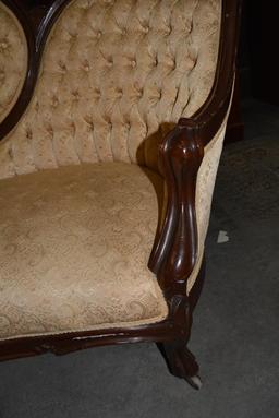 Super Walnut Victorian Love Seat