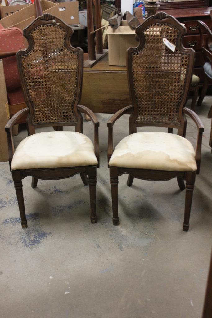 Pr of Arm Chairs With Cane Backs