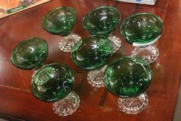 Set of 7 Forest Green Sherbet Glasses
