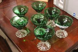 Set of 7 Forest Green Sherbet Glasses