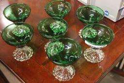 Set of 7 Forest Green Sherbet Glasses