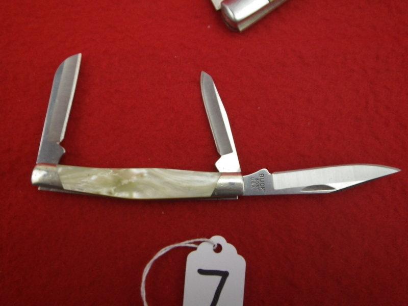 (3) Mother Of Pearl Knives Bulldog, Imperial, Buck