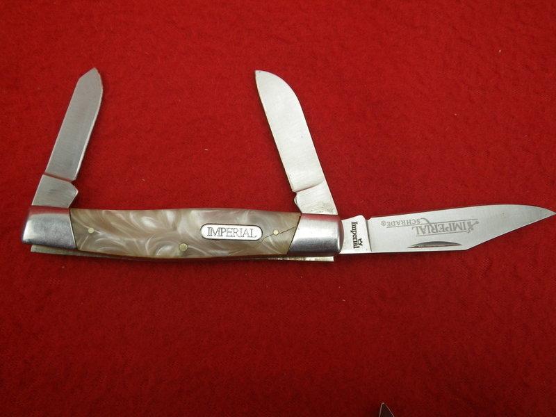 (3) Mother Of Pearl Knives Bulldog, Imperial, Buck