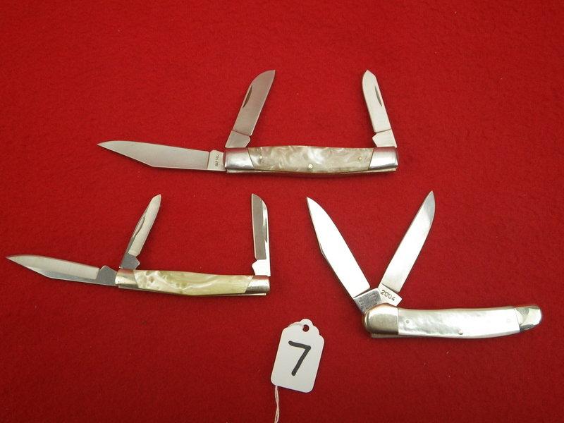 (3) Mother Of Pearl Knives Bulldog, Imperial, Buck