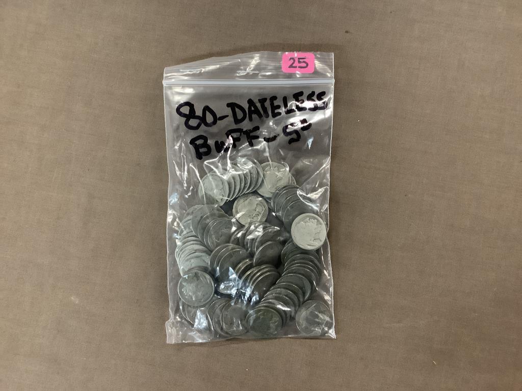 80 PCS. DATELESS BUFFALO 5 CENT