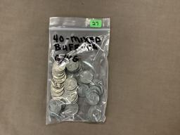 40 PCS. MIXED BUFFALO 5 CENT G/VG