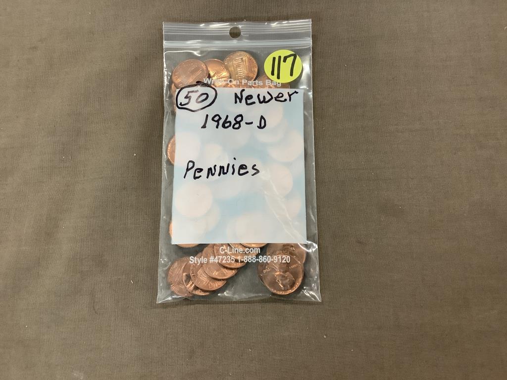 50 newer pennies 1968 d