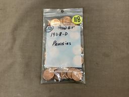 50 newer pennies 1968d