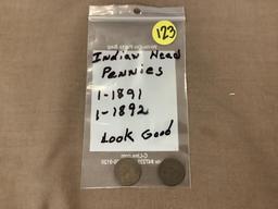 Indian head pennies-1-1891/1-1892 look good