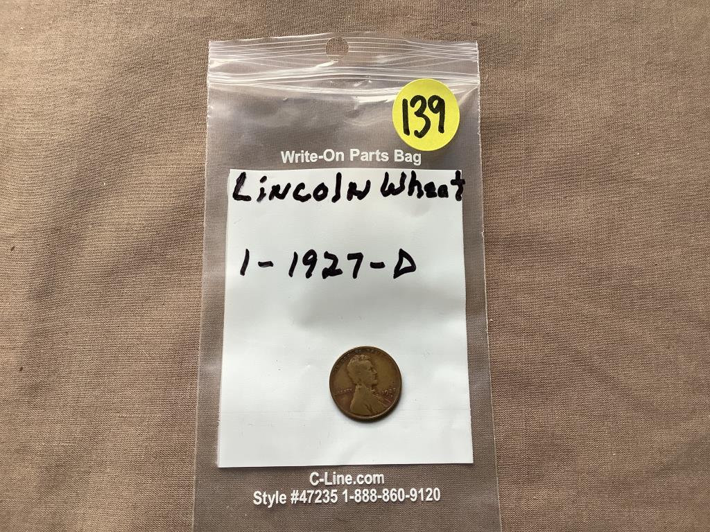 Lincoln wheat penny 1-1927d