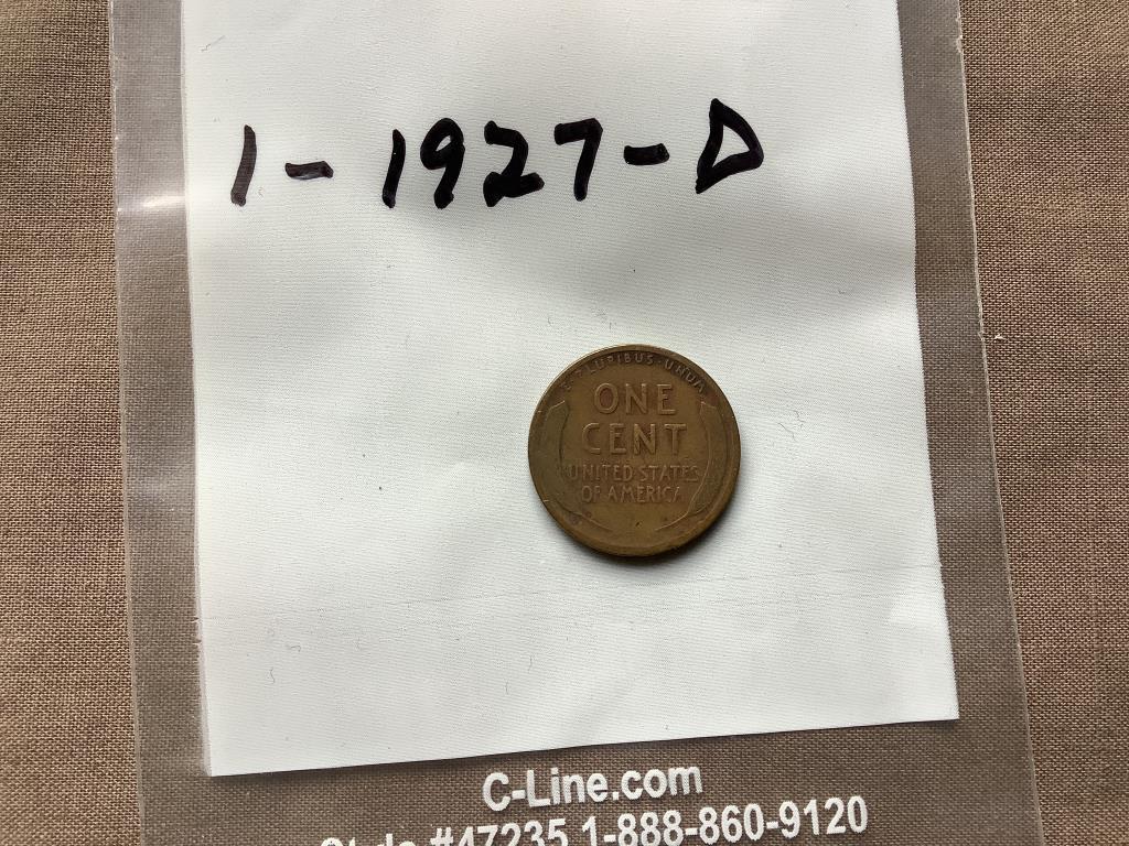 Lincoln wheat penny 1-1927d