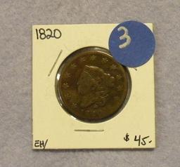 1820 CORONET HEAD LARGE CENT