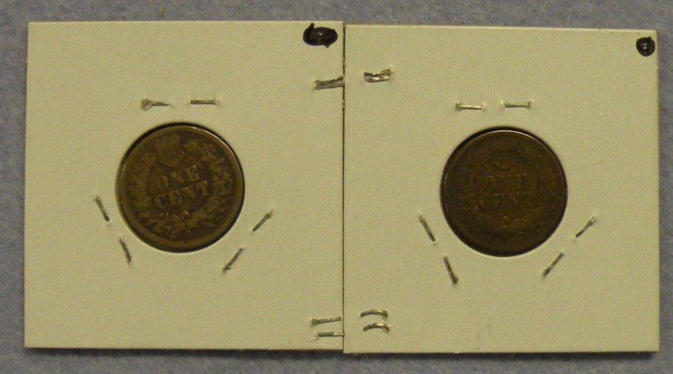 1860, 1874 INDIAN HEAD PENNIES - 2 TIMES MONEY